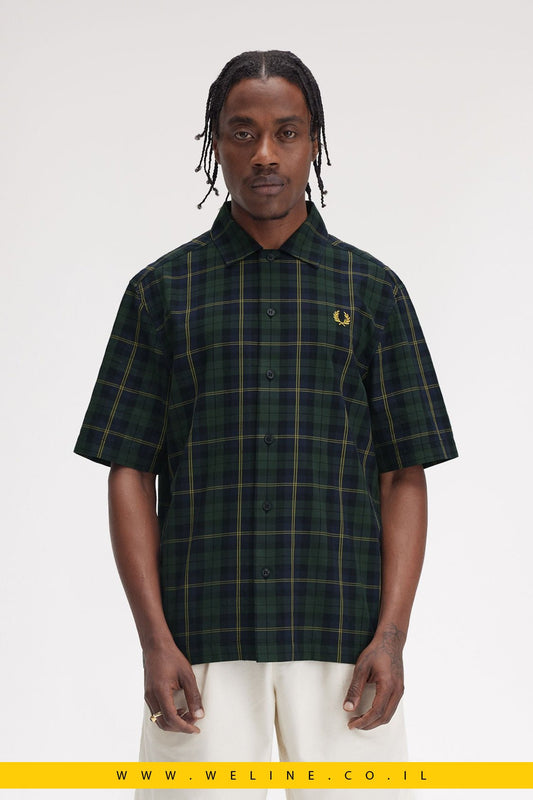 חולצת טארטן קצרה מבד טוויל כותנה – Tartan Twill Short Sleeve Shirt - WELINE.CO.IL