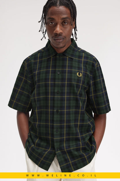חולצת טארטן קצרה מבד טוויל כותנה – Tartan Twill Short Sleeve Shirt - WELINE.CO.IL