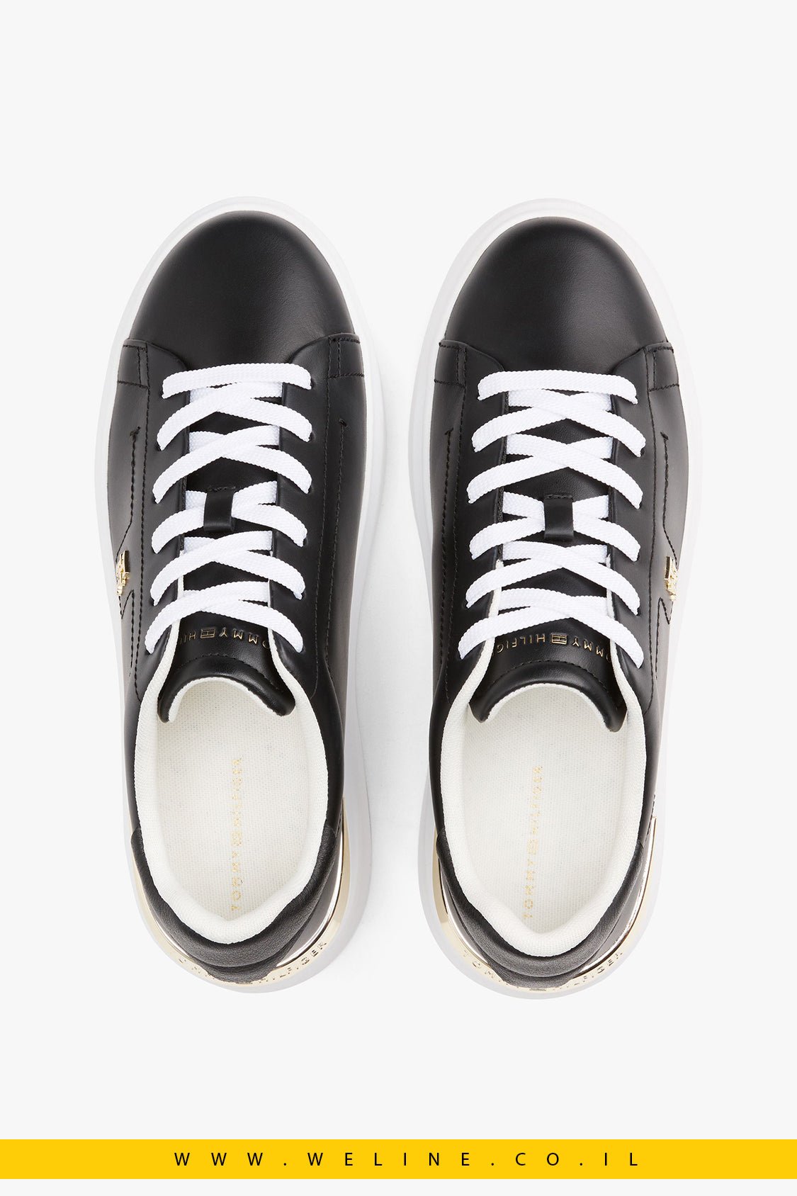 סניקרס נשים מעור עם מונוגרמת TH – Tommy Hilfiger - WELINE.CO.IL