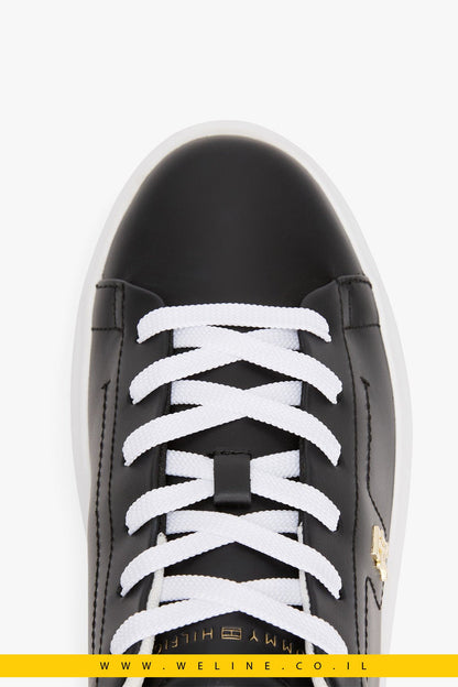 סניקרס נשים מעור עם מונוגרמת TH – Tommy Hilfiger - WELINE.CO.IL