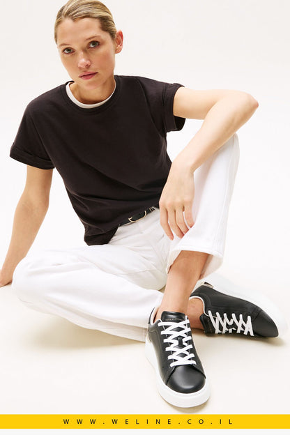 סניקרס נשים מעור עם מונוגרמת TH – Tommy Hilfiger - WELINE.CO.IL