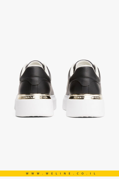 סניקרס נשים מעור עם מונוגרמת TH – Tommy Hilfiger - WELINE.CO.IL