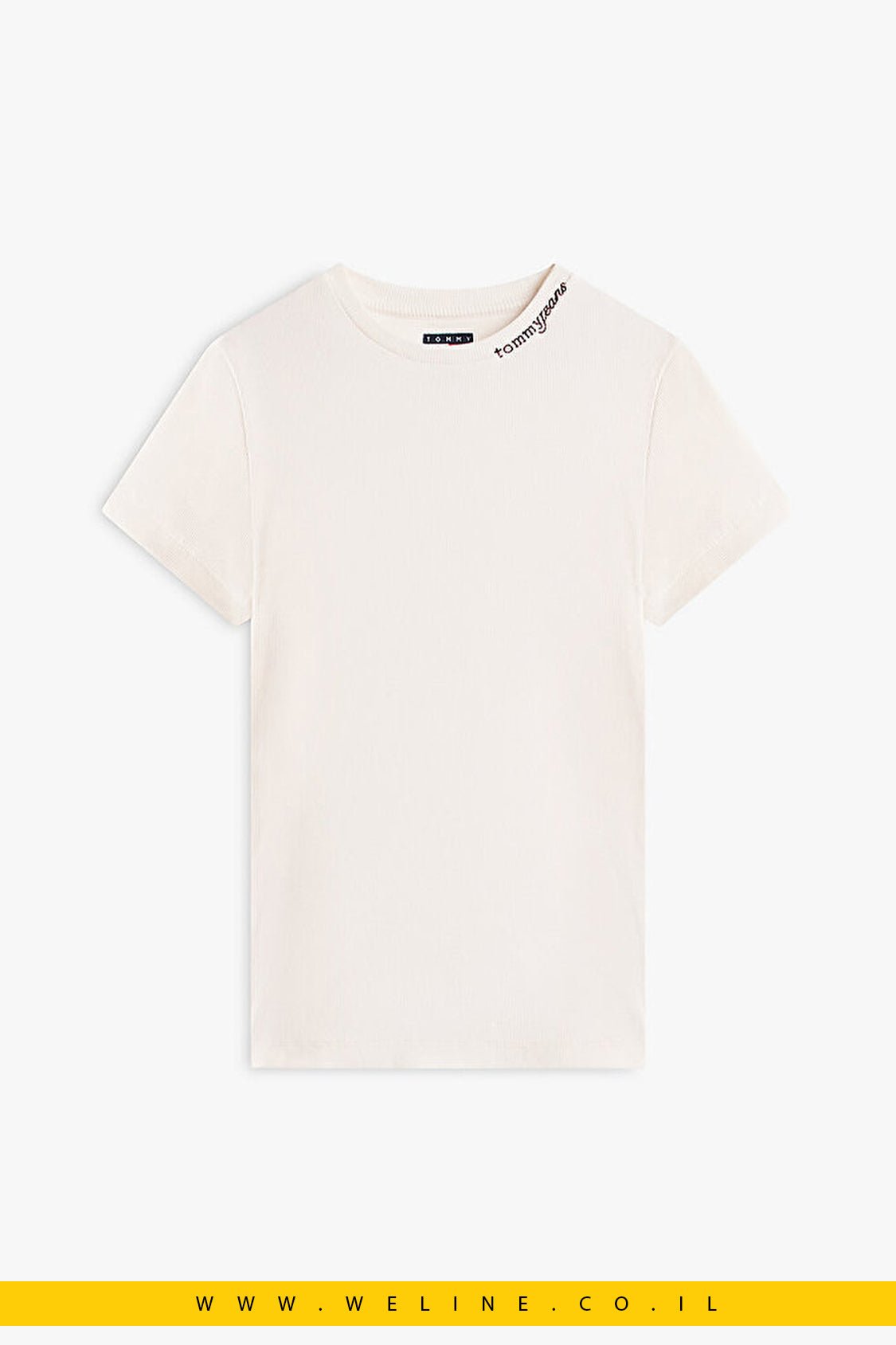 טי - שירט נשים TJW Slim – Tommy Jeans | צבע לבן - WELINE.CO.IL