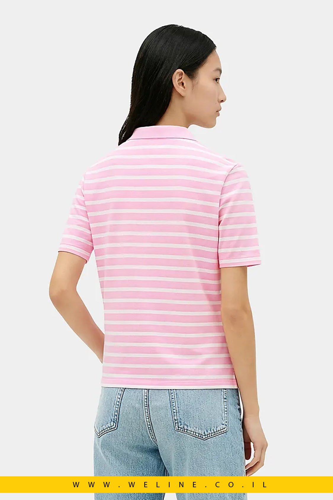 חולצת פולו נשים Tommy Hilfiger 1985 Regular Fit Pique Polo Shirt – צבע Breton Classic Pink - WELINE.CO.IL