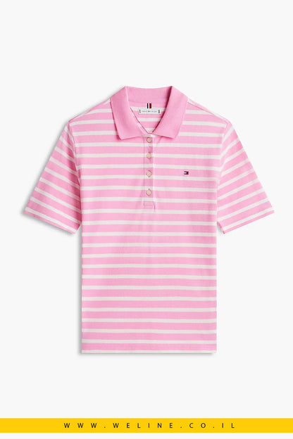 חולצת פולו נשים Tommy Hilfiger 1985 Regular Fit Pique Polo Shirt – צבע Breton Classic Pink - WELINE.CO.IL