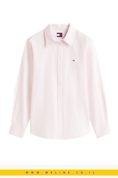 חולצת פסים כפתורים לנשים רוד אלגנטי מבית Tommy Hilfiger - WELINE.CO.IL
