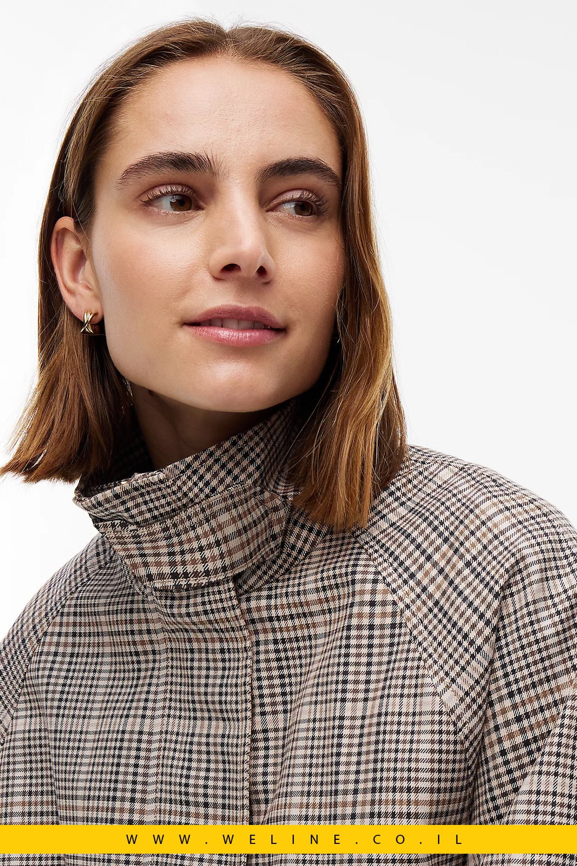 מעיל קייפ נשים Tommy Hilfiger Check Raglan Sleeve Relaxed - WELINE.CO.IL