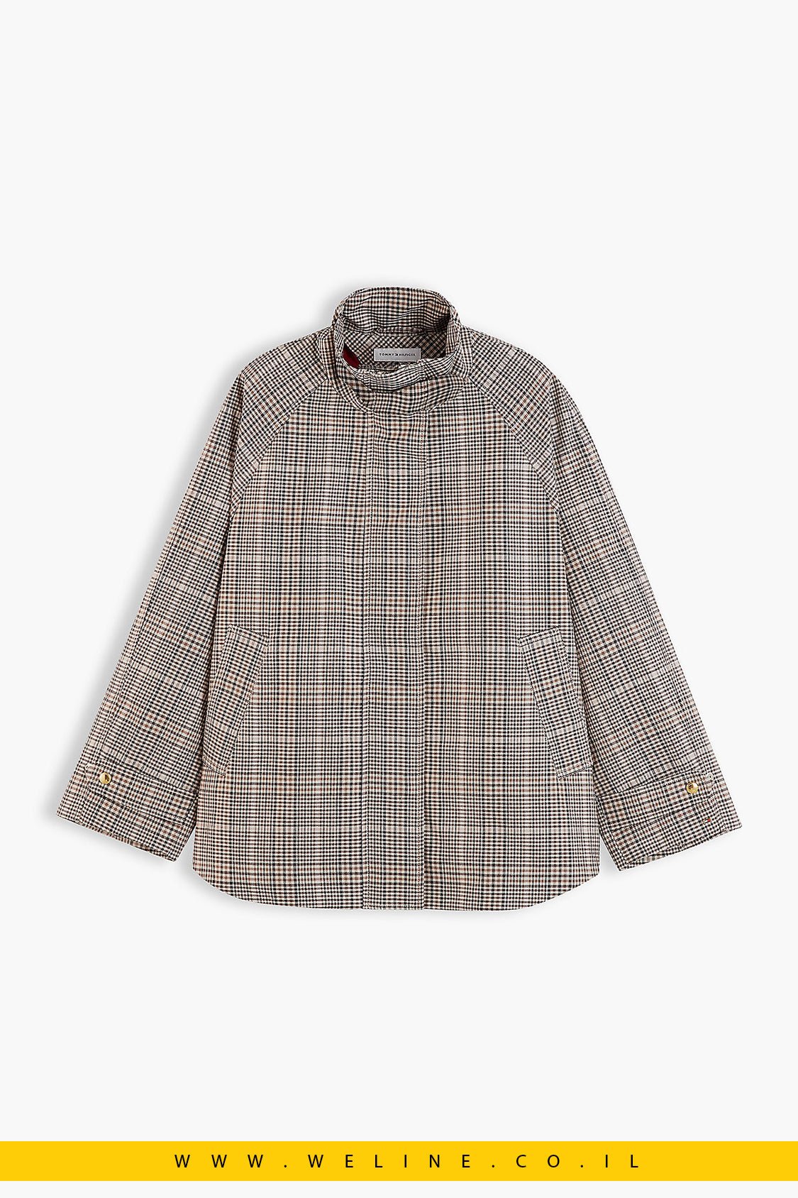 מעיל קייפ נשים Tommy Hilfiger Check Raglan Sleeve Relaxed - WELINE.CO.IL