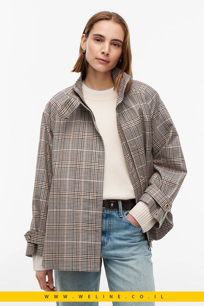 מעיל קייפ נשים Tommy Hilfiger Check Raglan Sleeve Relaxed - WELINE.CO.IL