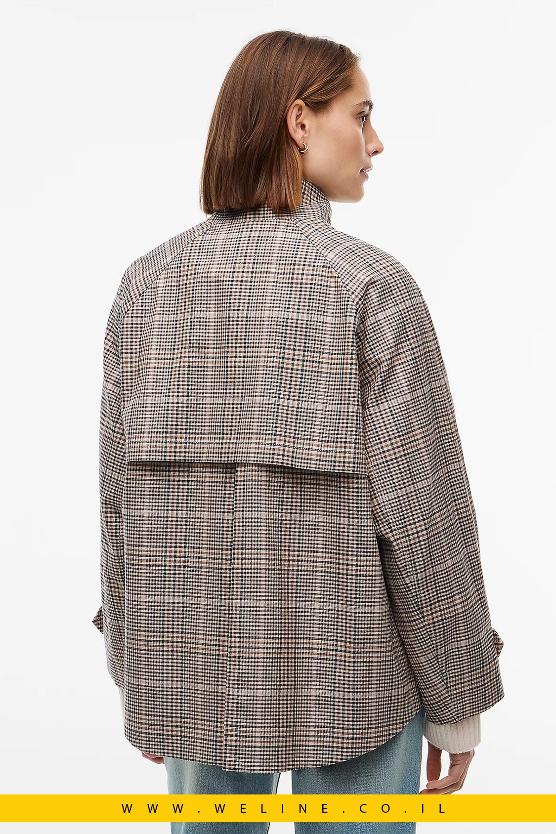 מעיל קייפ נשים Tommy Hilfiger Check Raglan Sleeve Relaxed - WELINE.CO.IL