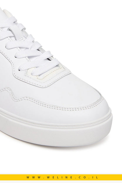 נעלי סניקרס עור לנשים Tommy Hilfiger | Cupsole עם שילוב טקסטורות - WELINE.CO.IL