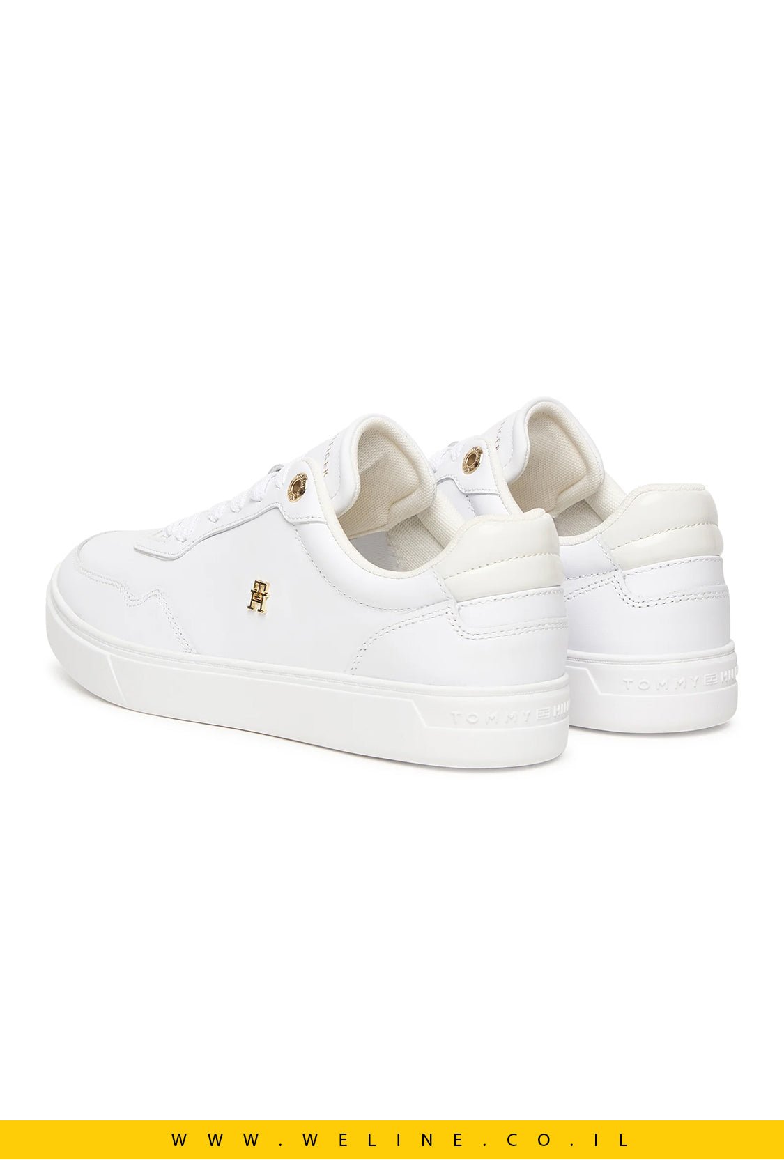 נעלי סניקרס עור לנשים Tommy Hilfiger | Cupsole עם שילוב טקסטורות - WELINE.CO.IL