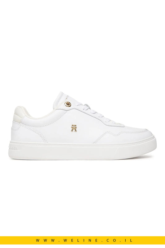 נעלי סניקרס עור לנשים Tommy Hilfiger | Cupsole עם שילוב טקסטורות - WELINE.CO.IL