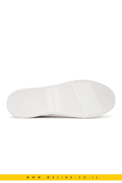 נעלי סניקרס עור לנשים Tommy Hilfiger | Cupsole עם שילוב טקסטורות - WELINE.CO.IL