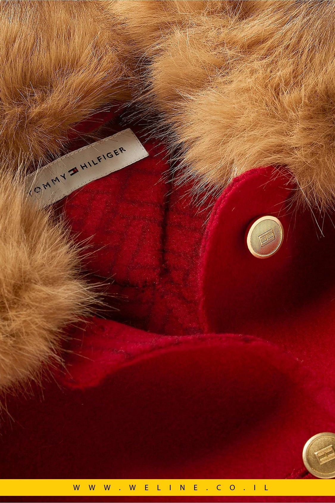 ז'קט נשים Tommy Hilfiger Faux Fur Collar Wool Blend - WELINE.CO.IL