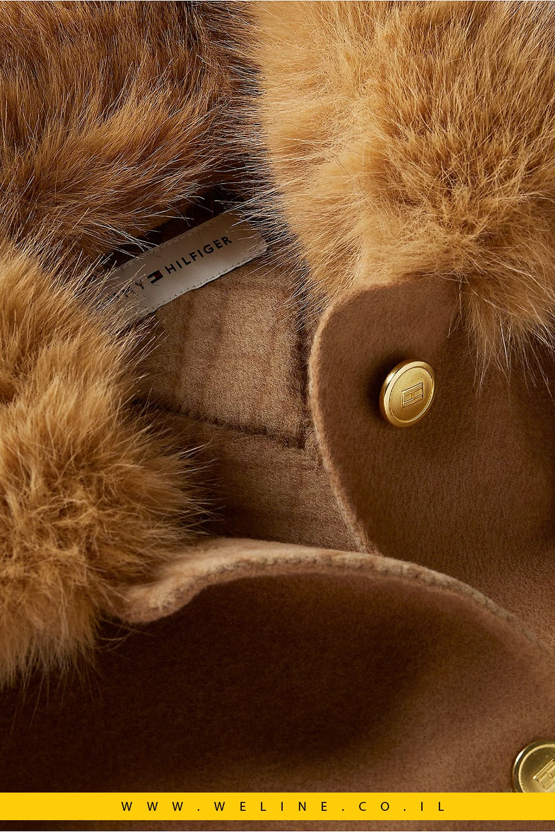 ז'קט נשים Tommy Hilfiger Faux Fur Collar Wool Blend - WELINE.CO.IL