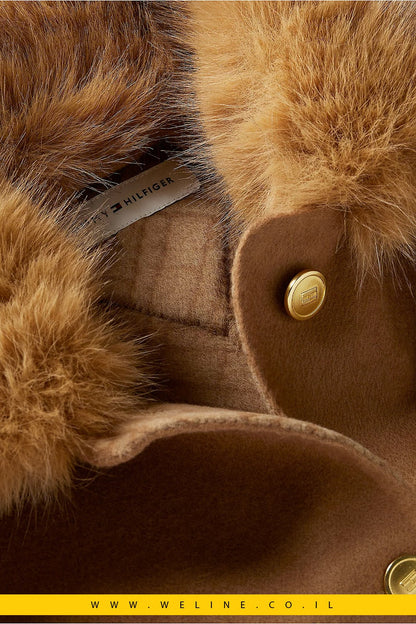 ז'קט נשים Tommy Hilfiger Faux Fur Collar Wool Blend - WELINE.CO.IL