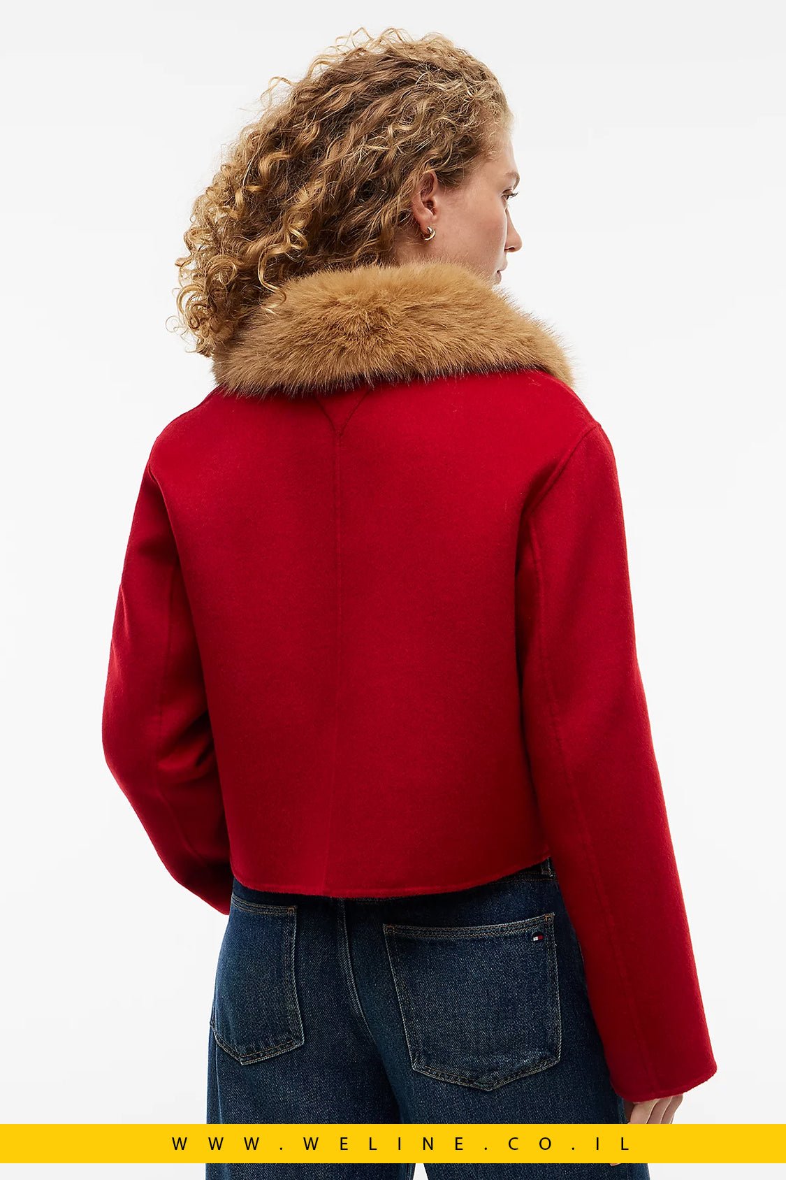 ז'קט נשים Tommy Hilfiger Faux Fur Collar Wool Blend - WELINE.CO.IL