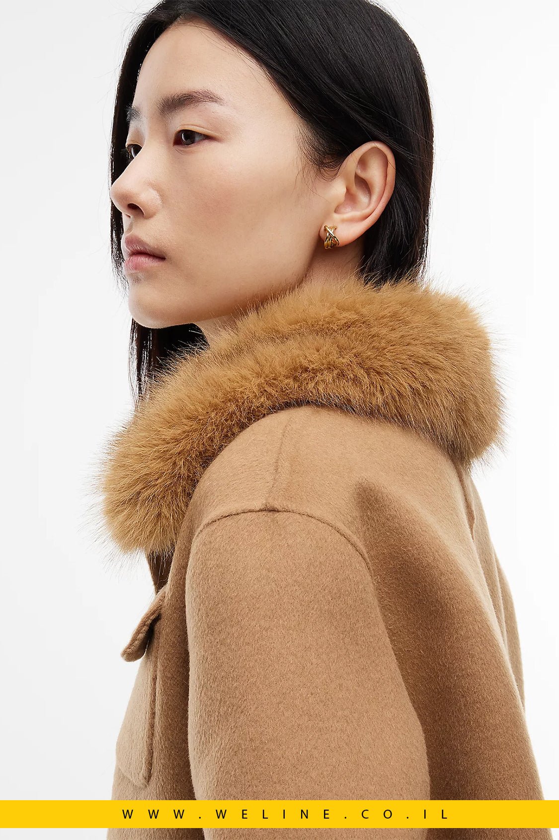 ז'קט נשים Tommy Hilfiger Faux Fur Collar Wool Blend - WELINE.CO.IL