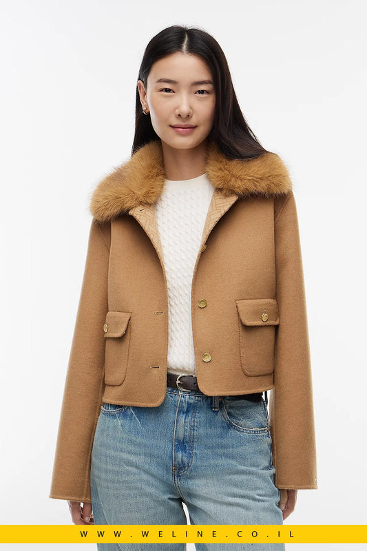 ז'קט נשים Tommy Hilfiger Faux Fur Collar Wool Blend - WELINE.CO.IL