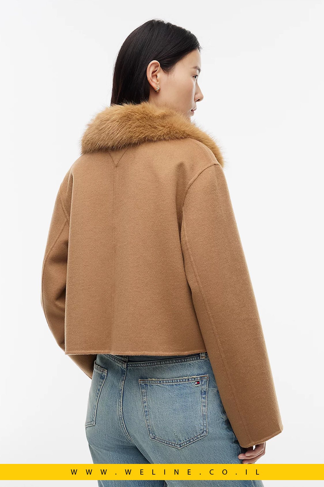 ז'קט נשים Tommy Hilfiger Faux Fur Collar Wool Blend - WELINE.CO.IL