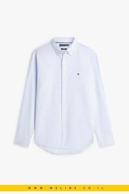 חולצת מכופתרת לגברים Tommy Hilfiger Flex Poplin Mini Print Slim Shirt – טומי הילפיגר | Slim Fit - WELINE.CO.IL