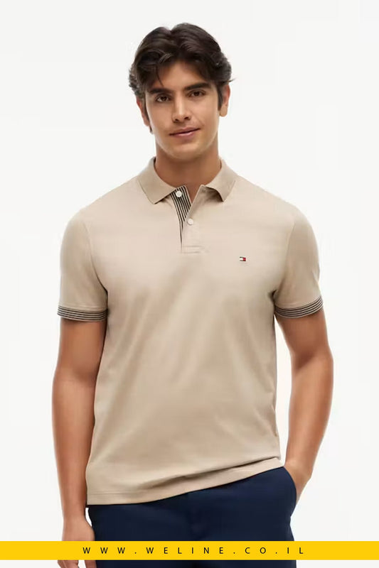 חולצת פולו Tommy Hilfiger Jacquard Placket Regular Fit - WELINE.CO.IL