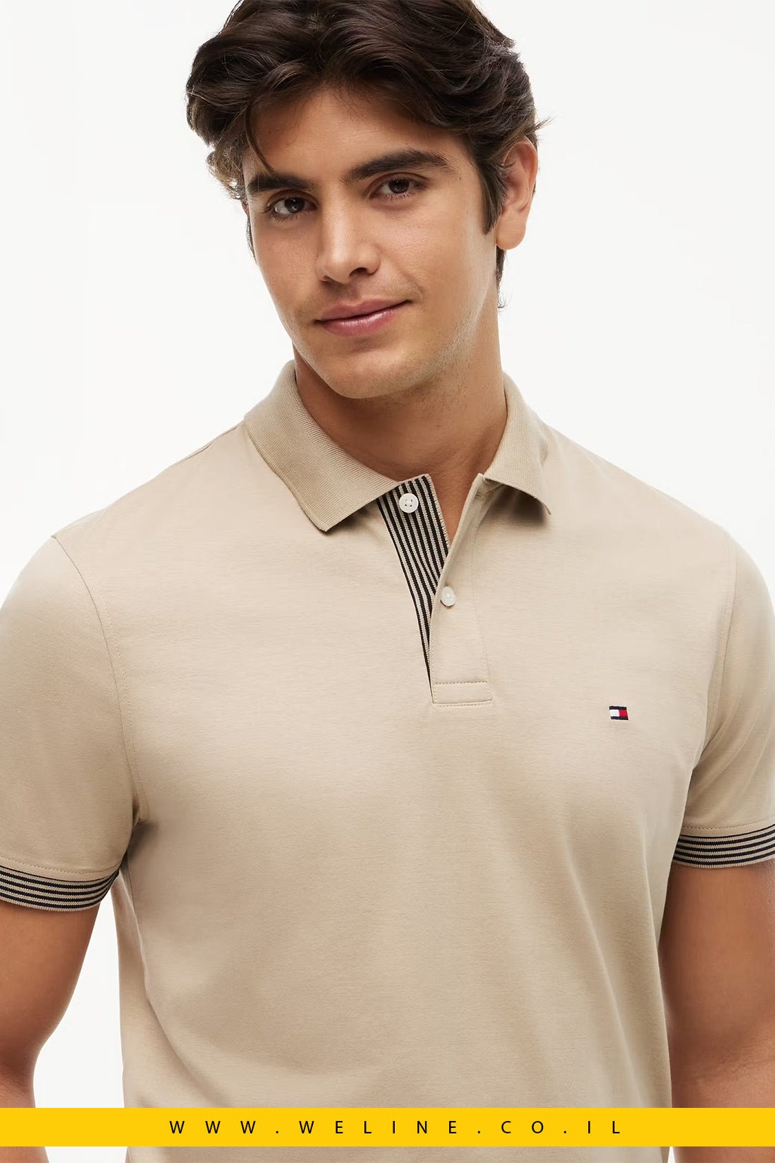 חולצת פולו Tommy Hilfiger Jacquard Placket Regular Fit - WELINE.CO.IL