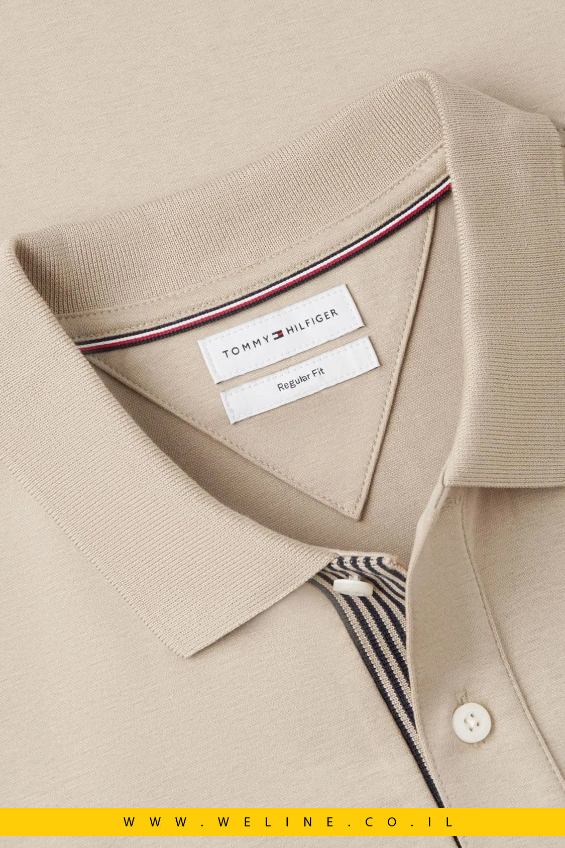 חולצת פולו Tommy Hilfiger Jacquard Placket Regular Fit - WELINE.CO.IL