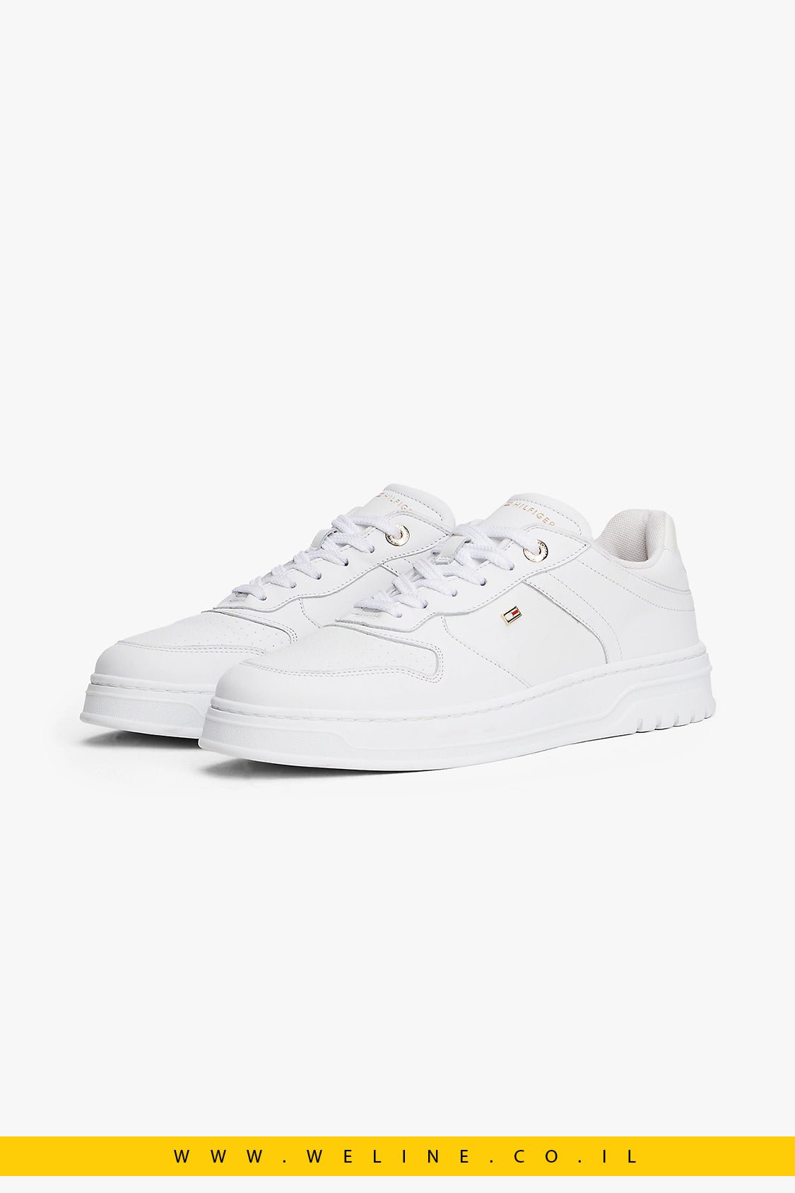 נעלי סניקרס עור לנשים Tommy Hilfiger – Leather Cupsole Trainers - WELINE.CO.IL