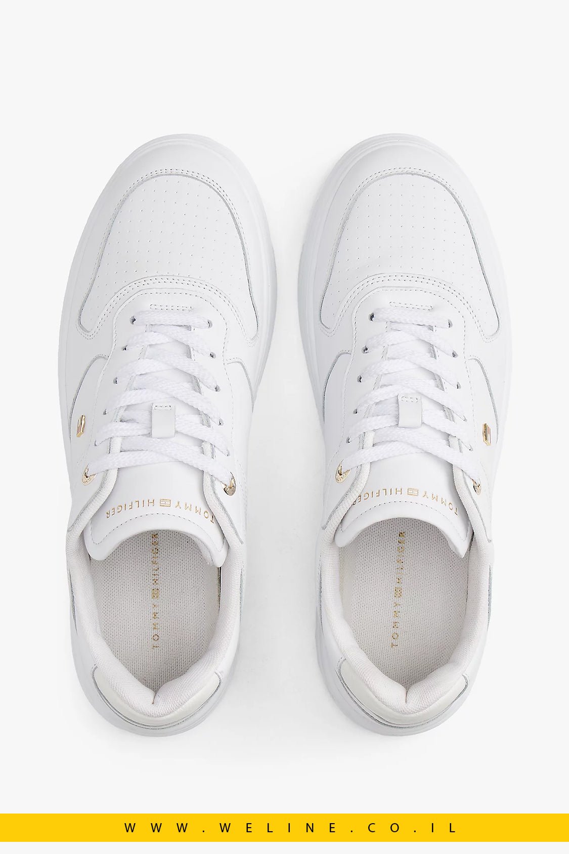 נעלי סניקרס עור לנשים Tommy Hilfiger – Leather Cupsole Trainers - WELINE.CO.IL