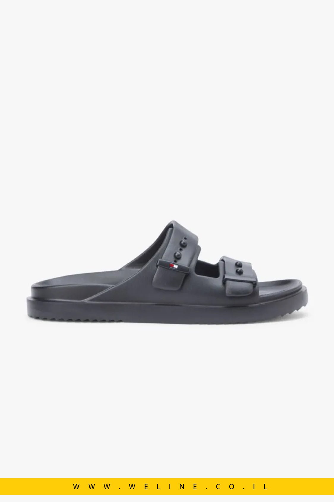כפכפי גברים Tommy Hilfiger Lightweight Pin Buckle Pool Slides – צבע שחור - WELINE.CO.IL
