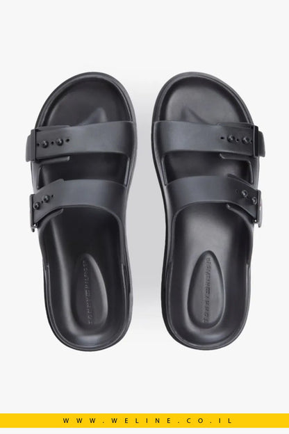 כפכפי גברים Tommy Hilfiger Lightweight Pin Buckle Pool Slides – צבע שחור - WELINE.CO.IL