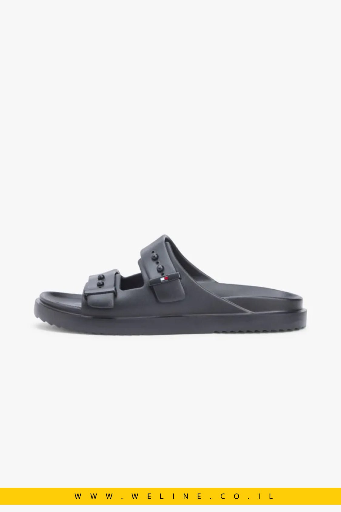 כפכפי גברים Tommy Hilfiger Lightweight Pin Buckle Pool Slides – צבע שחור - WELINE.CO.IL