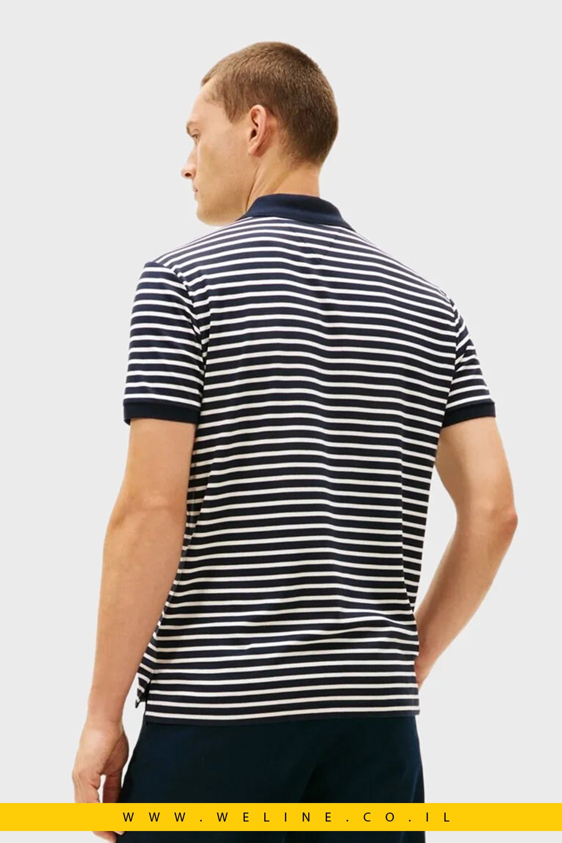חולצת פולו גברים Tommy Hilfiger LIQUID REG SEASONAL – פסים כחול/לבן - WELINE.CO.IL