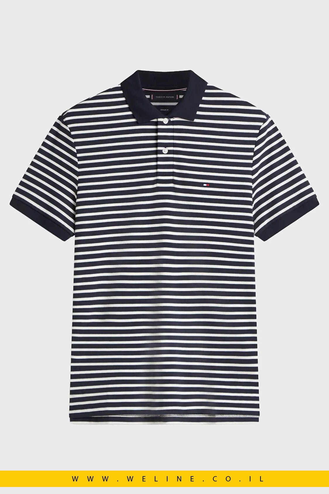 חולצת פולו גברים Tommy Hilfiger LIQUID REG SEASONAL – פסים כחול/לבן - WELINE.CO.IL