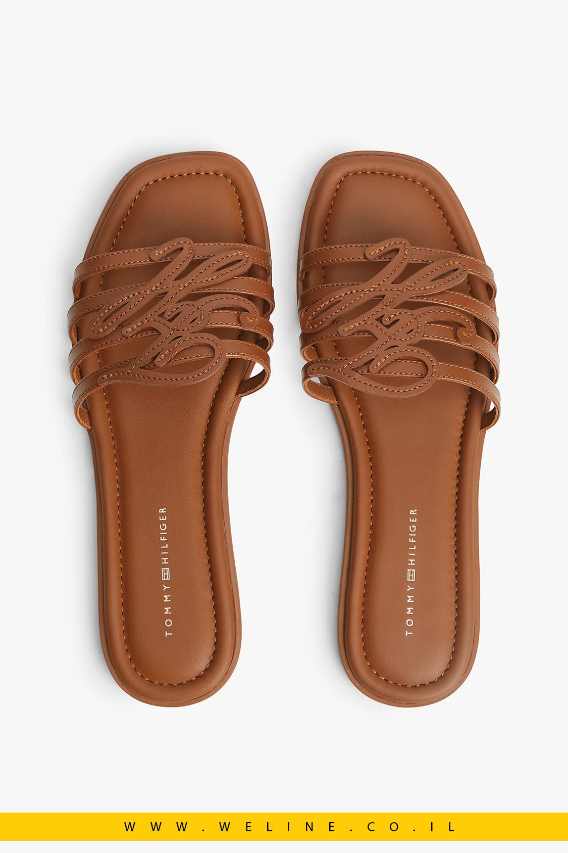 כפכפי מיול נשים Tommy Hilfiger Logo Strap Leather Mules - WELINE.CO.IL