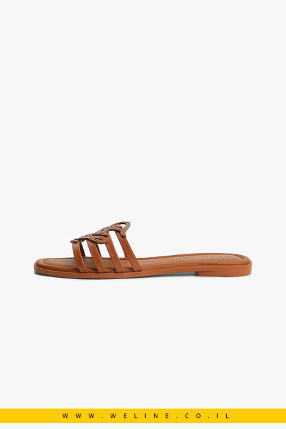 כפכפי מיול נשים Tommy Hilfiger Logo Strap Leather Mules - WELINE.CO.IL