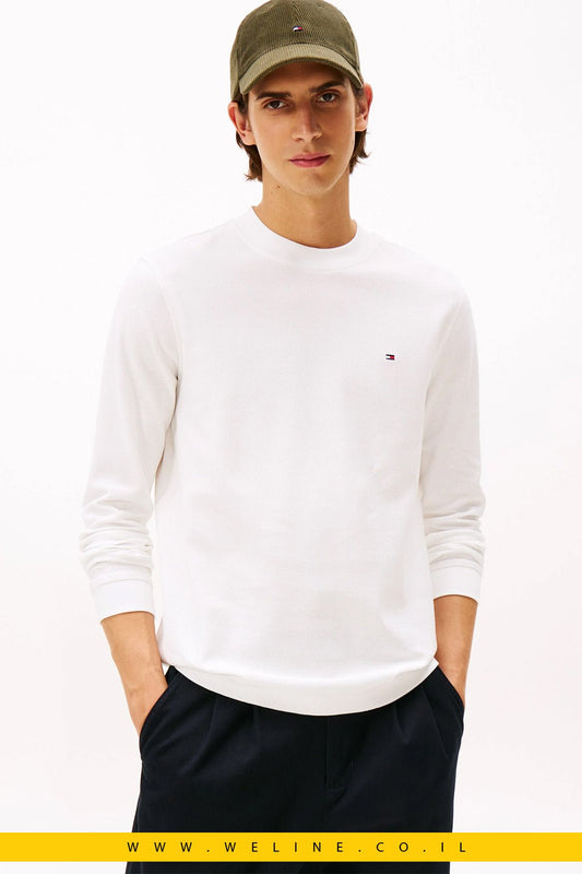 חולצת שרוול ארוך גברים Tommy Hilfiger – Mercerized Jacquard, כותנה מתחדשת - WELINE.CO.IL