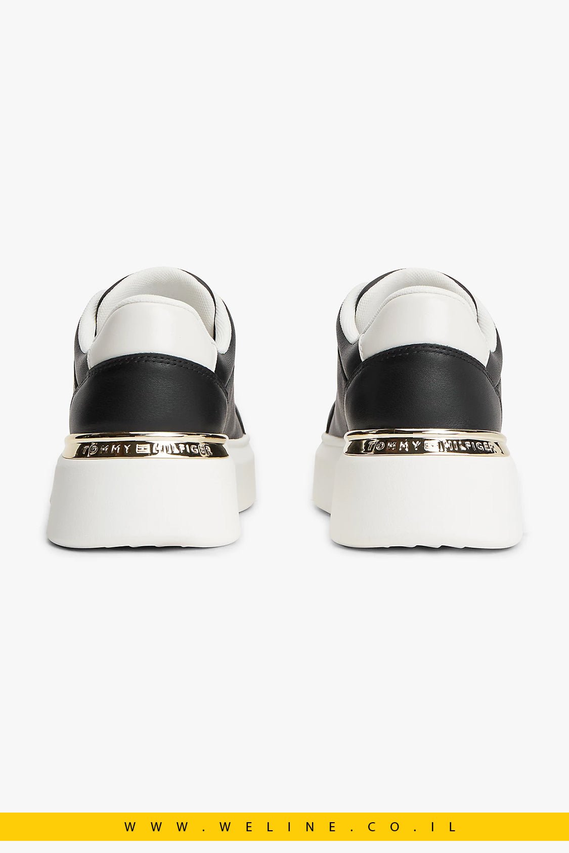 נעלי סניקרס פלטפורמה לנשים Tommy Hilfiger Metallic TH Monogram Leather - WELINE.CO.IL