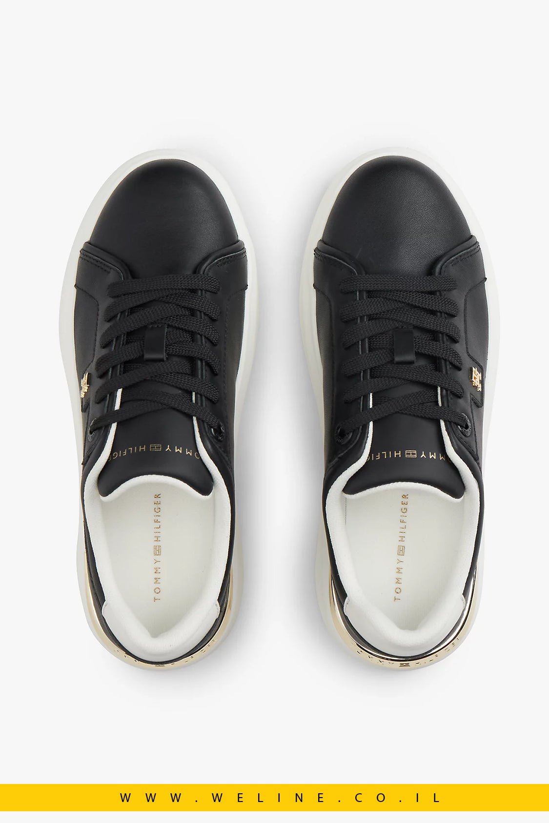 נעלי סניקרס פלטפורמה לנשים Tommy Hilfiger Metallic TH Monogram Leather - WELINE.CO.IL