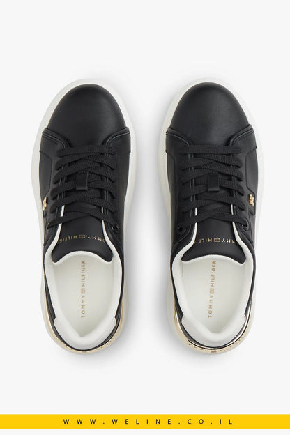 נעלי סניקרס פלטפורמה לנשים Tommy Hilfiger Metallic TH Monogram Leather - WELINE.CO.IL
