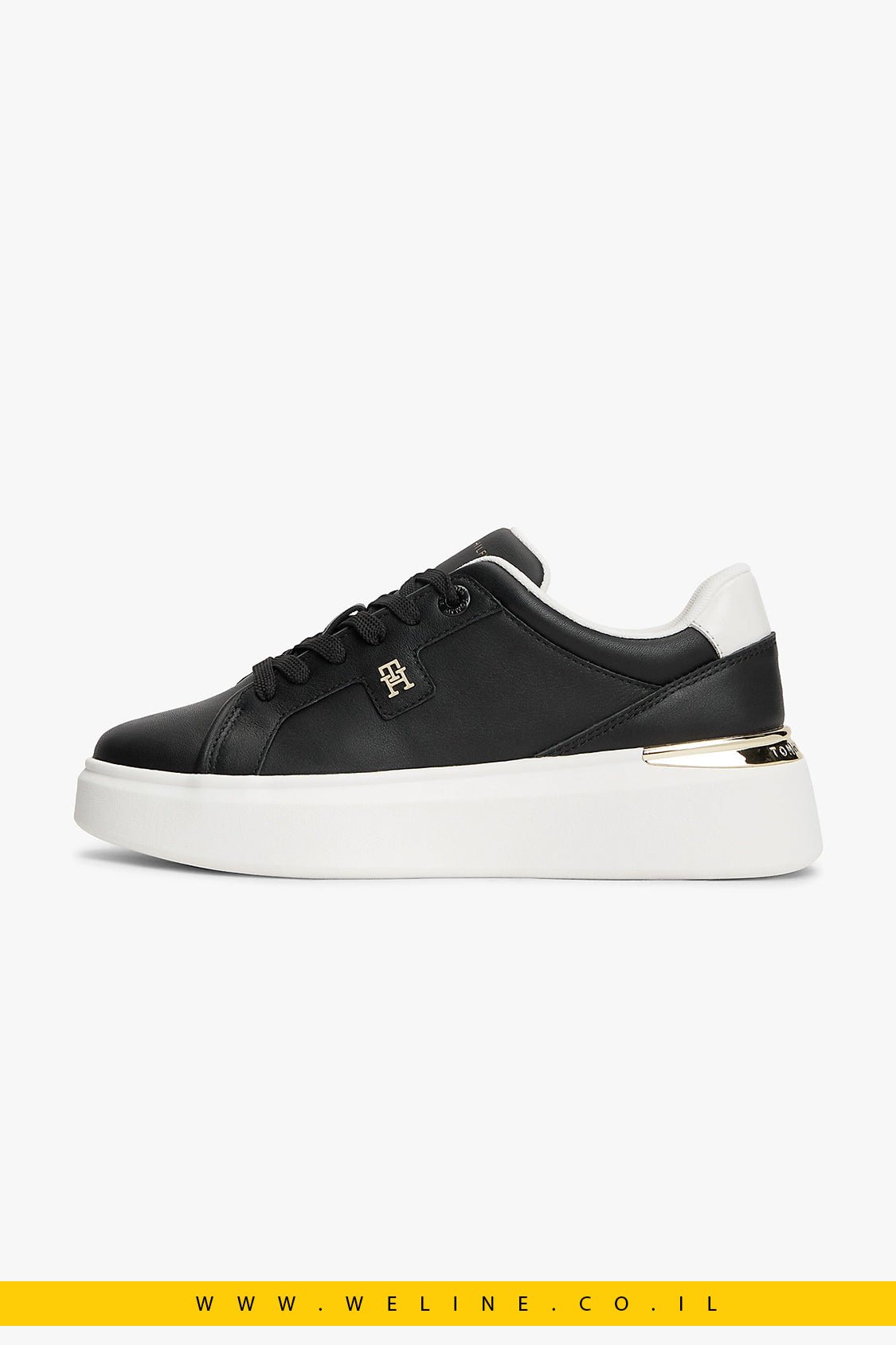 נעלי סניקרס פלטפורמה לנשים Tommy Hilfiger Metallic TH Monogram Leather - WELINE.CO.IL