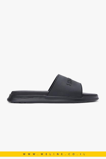 כפכפי גברים Tommy Hilfiger Monotype Pool Slides – צבע שחור - WELINE.CO.IL