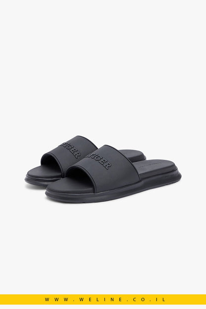כפכפי גברים Tommy Hilfiger Monotype Pool Slides – צבע שחור - WELINE.CO.IL