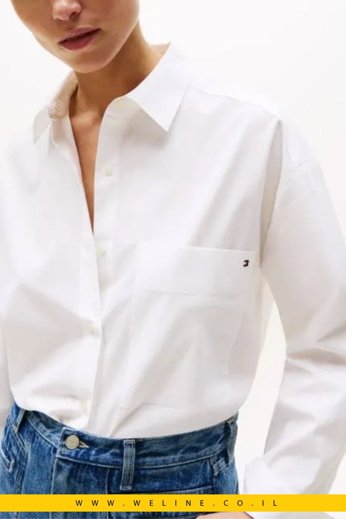חולצת נשים Tommy Hilfiger Oversized Poplin - WELINE.CO.IL