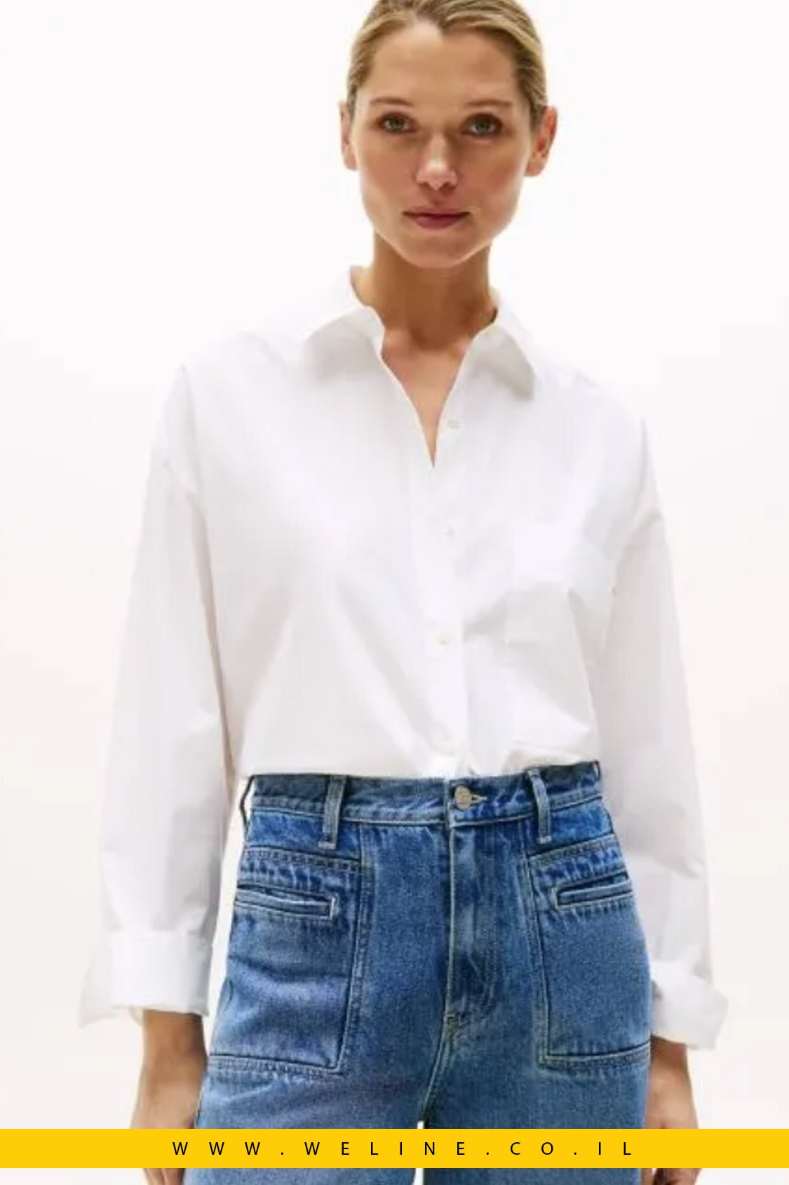 חולצת נשים Tommy Hilfiger Oversized Poplin - WELINE.CO.IL