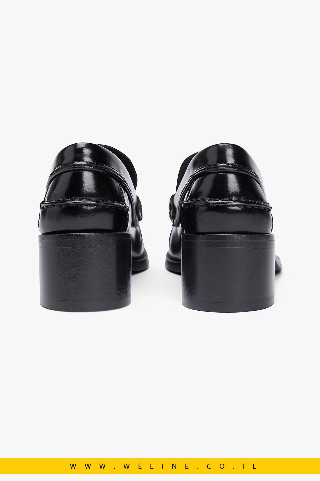 נעלי עקב אלגנט לנשים - Tommy Hilfiger – Patent Leather Block Heel Loafers לנשים | שחור - WELINE.CO.IL