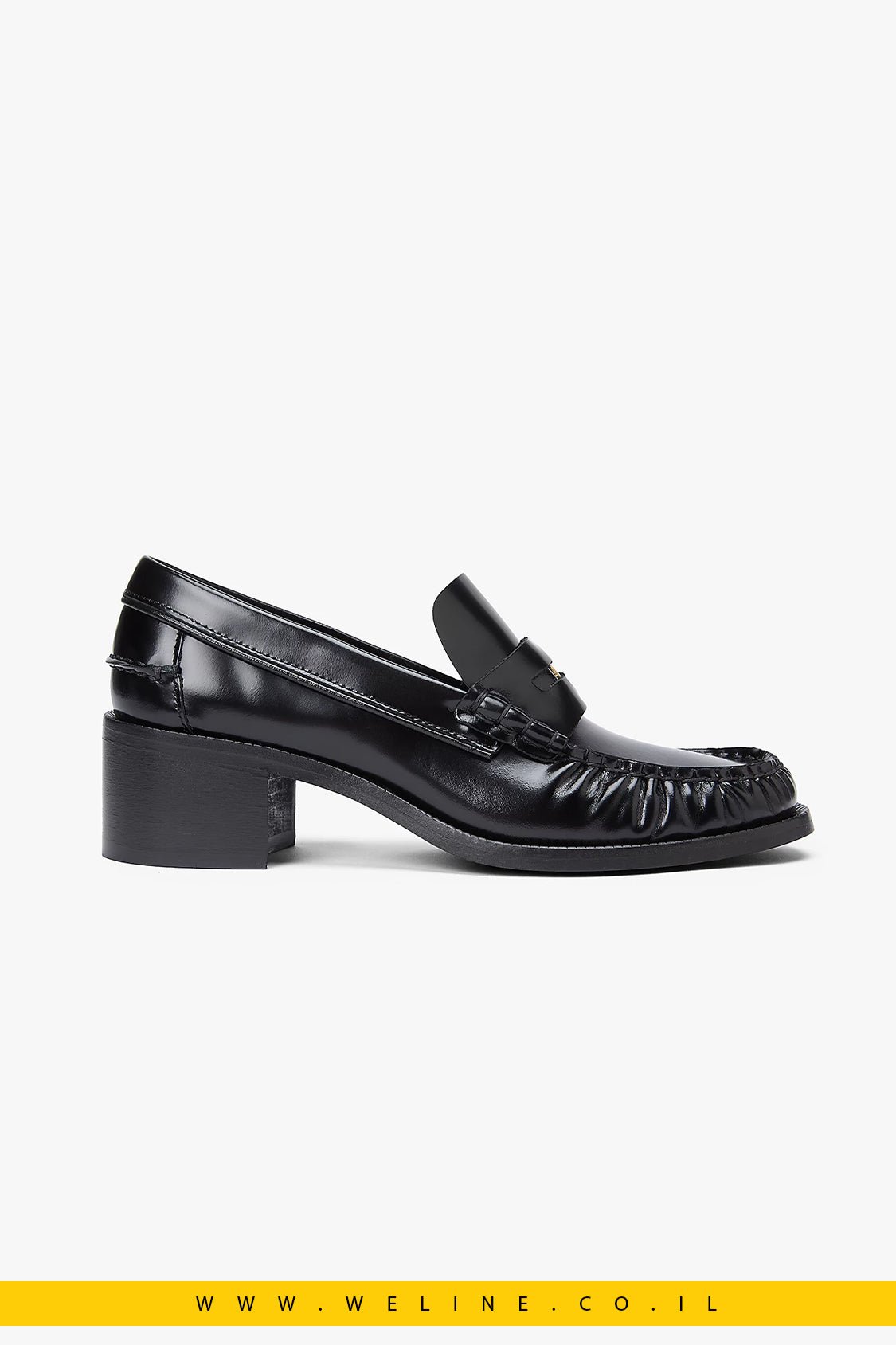 נעלי עקב אלגנט לנשים - Tommy Hilfiger – Patent Leather Block Heel Loafers לנשים | שחור - WELINE.CO.IL