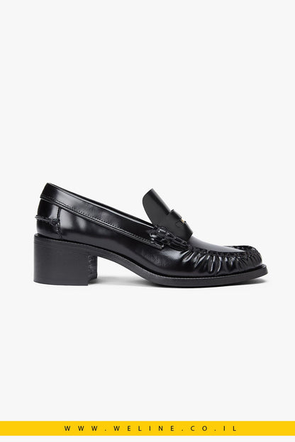 נעלי עקב אלגנט לנשים - Tommy Hilfiger – Patent Leather Block Heel Loafers לנשים | שחור - WELINE.CO.IL